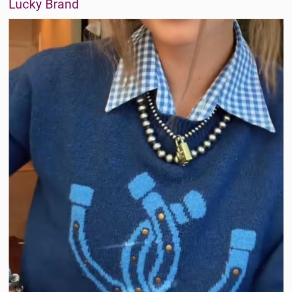 New! Lucky Brand Horseshoe Crewneck Size Large - Picture 2 of 8
